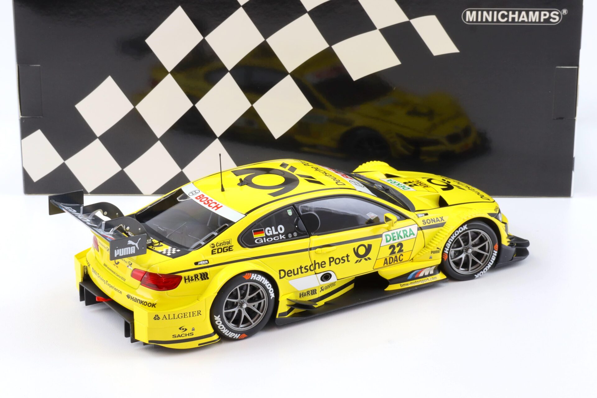 1:18 Minichamps BMW M3 E92 DTM Team MTEK Glock #22 Deutsche Post 2013