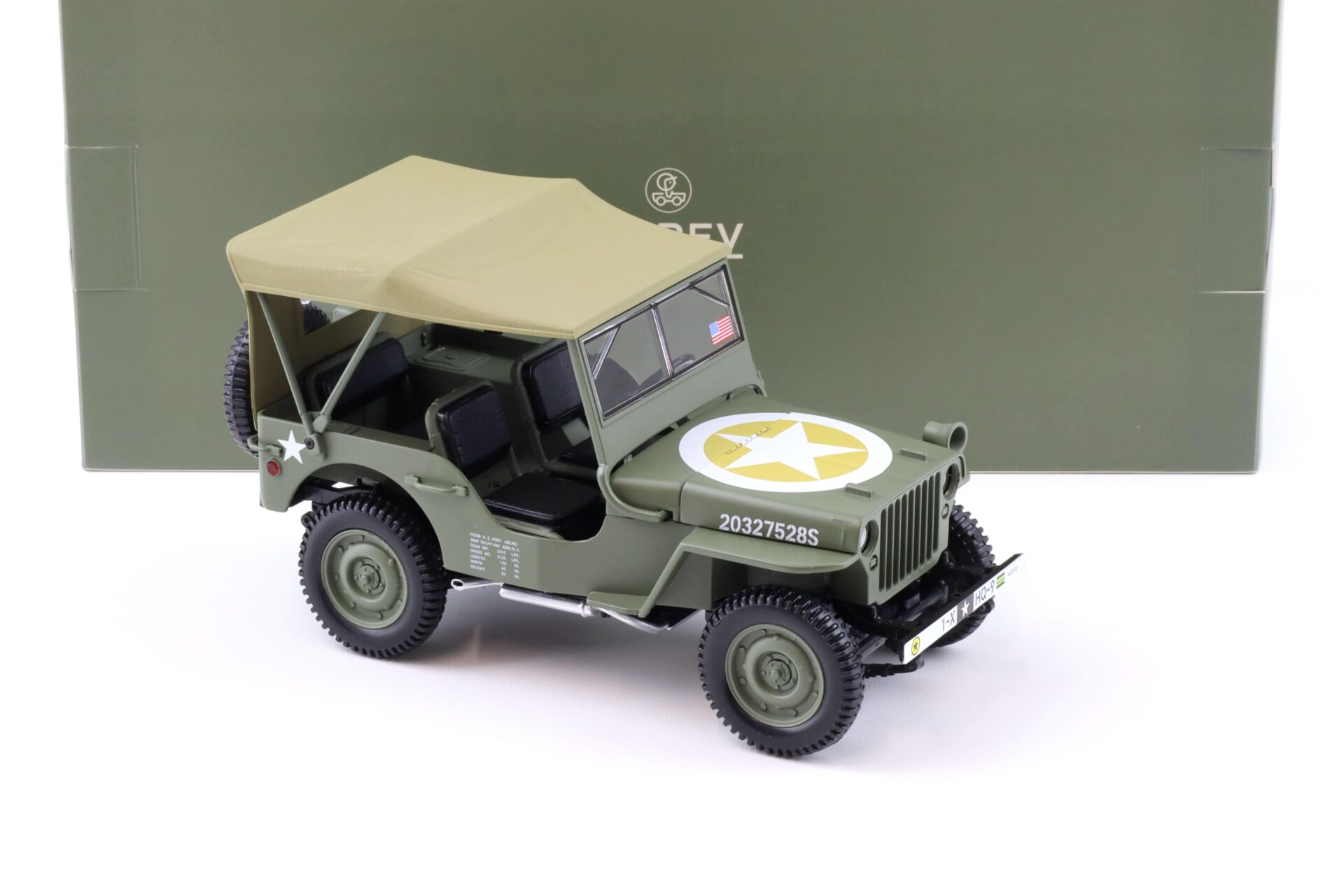 1:18 Norev Jeep Willys Army 1944 1st Div Inf HQ green - Limited 200 pcs.