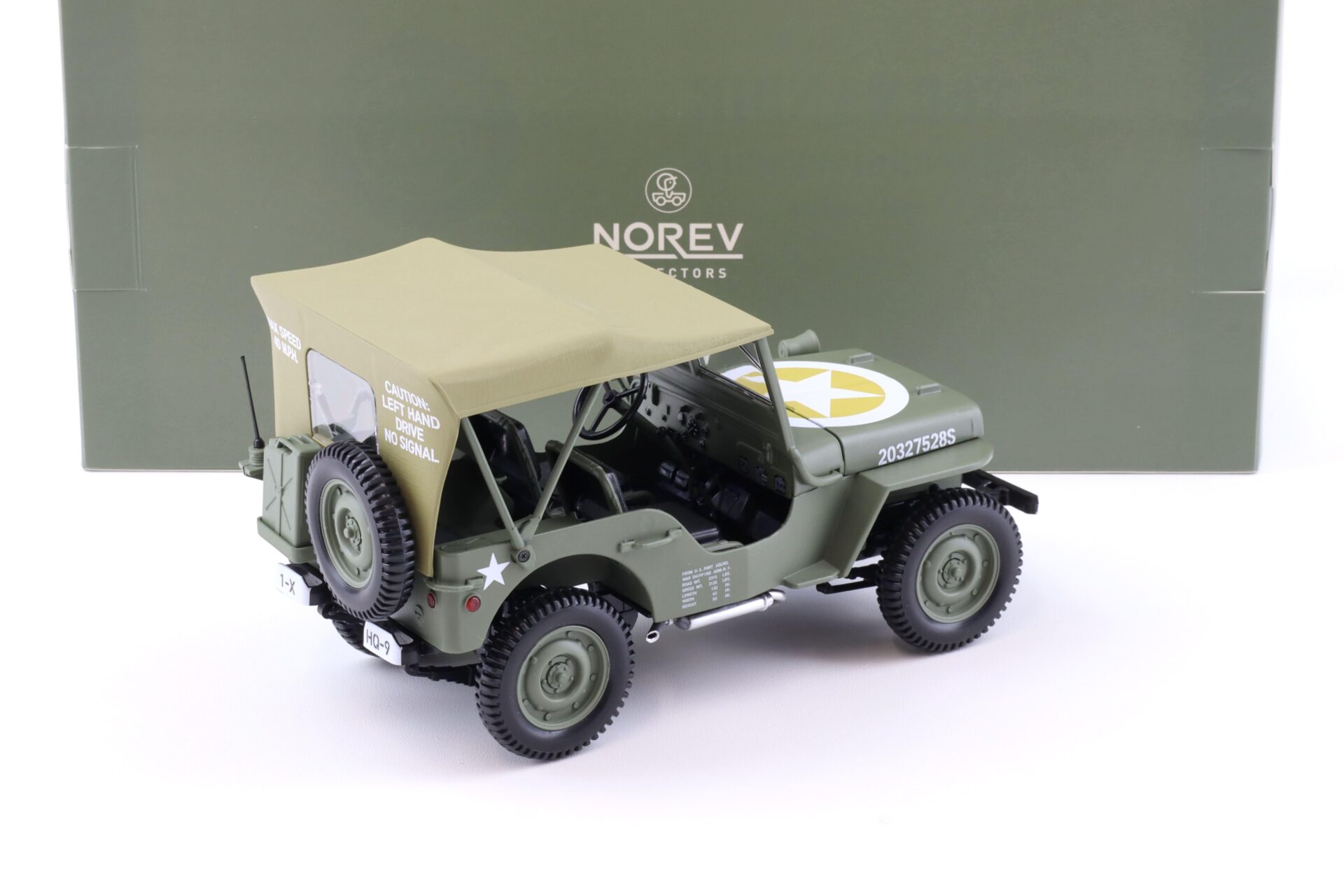 1:18 Norev Jeep Willys Army 1944 1st Div Inf HQ green - Limited 200 pcs.