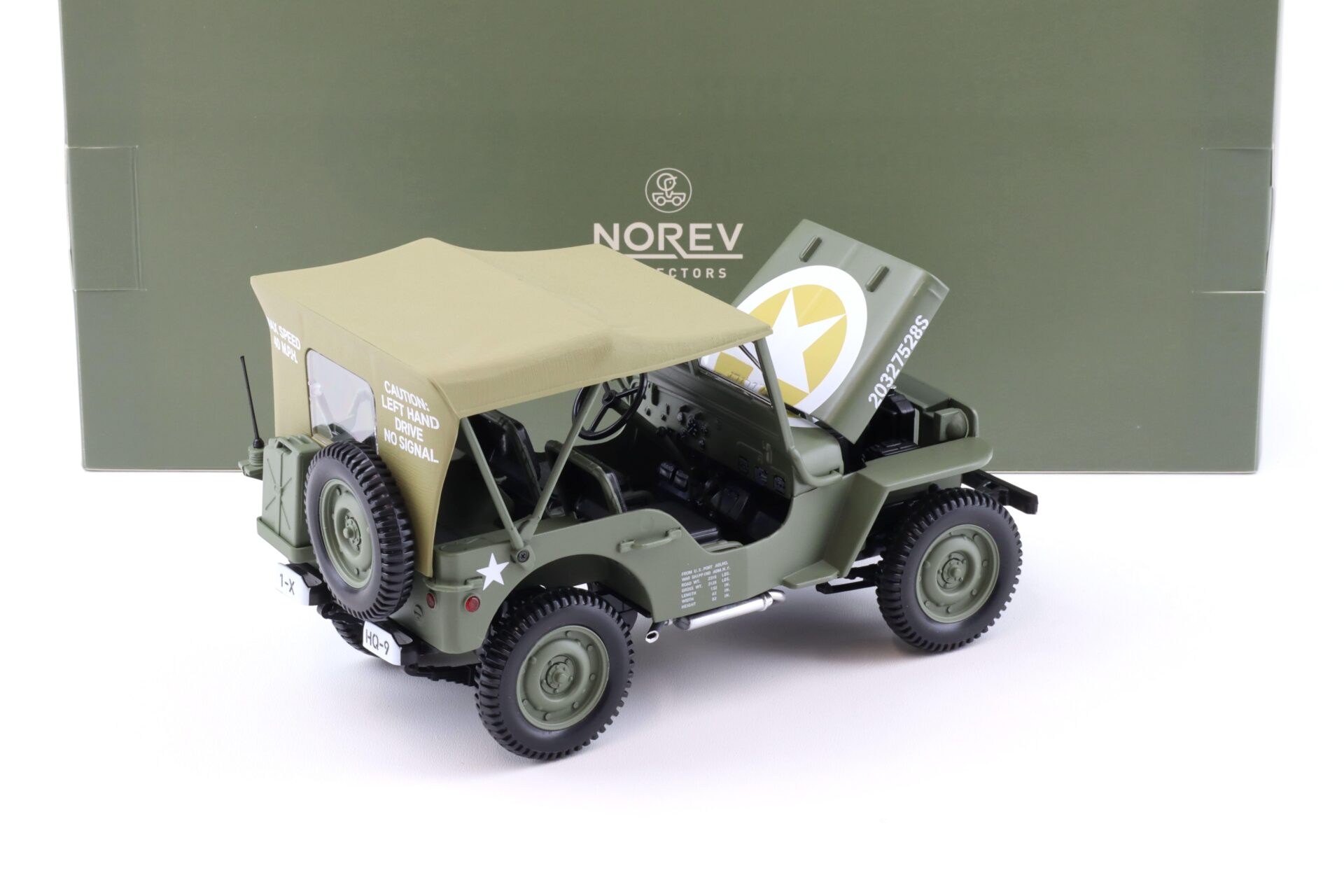 1:18 Norev Jeep Willys Army 1944 1st Div Inf HQ green - Limited 200 pcs.