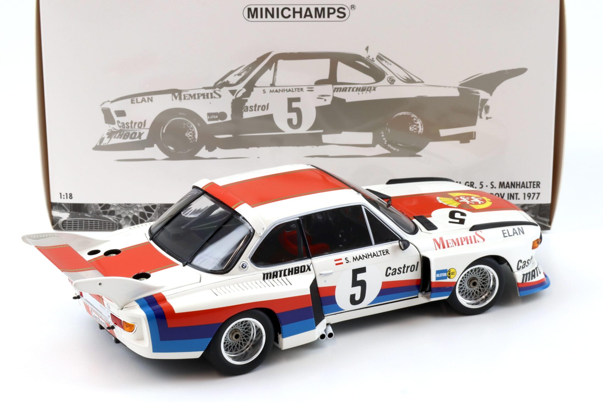 1:18 Minichamps BMW 3.5 CSL Gr.5 S.Manhalter #5 Winner Havirov Inter. 1977
