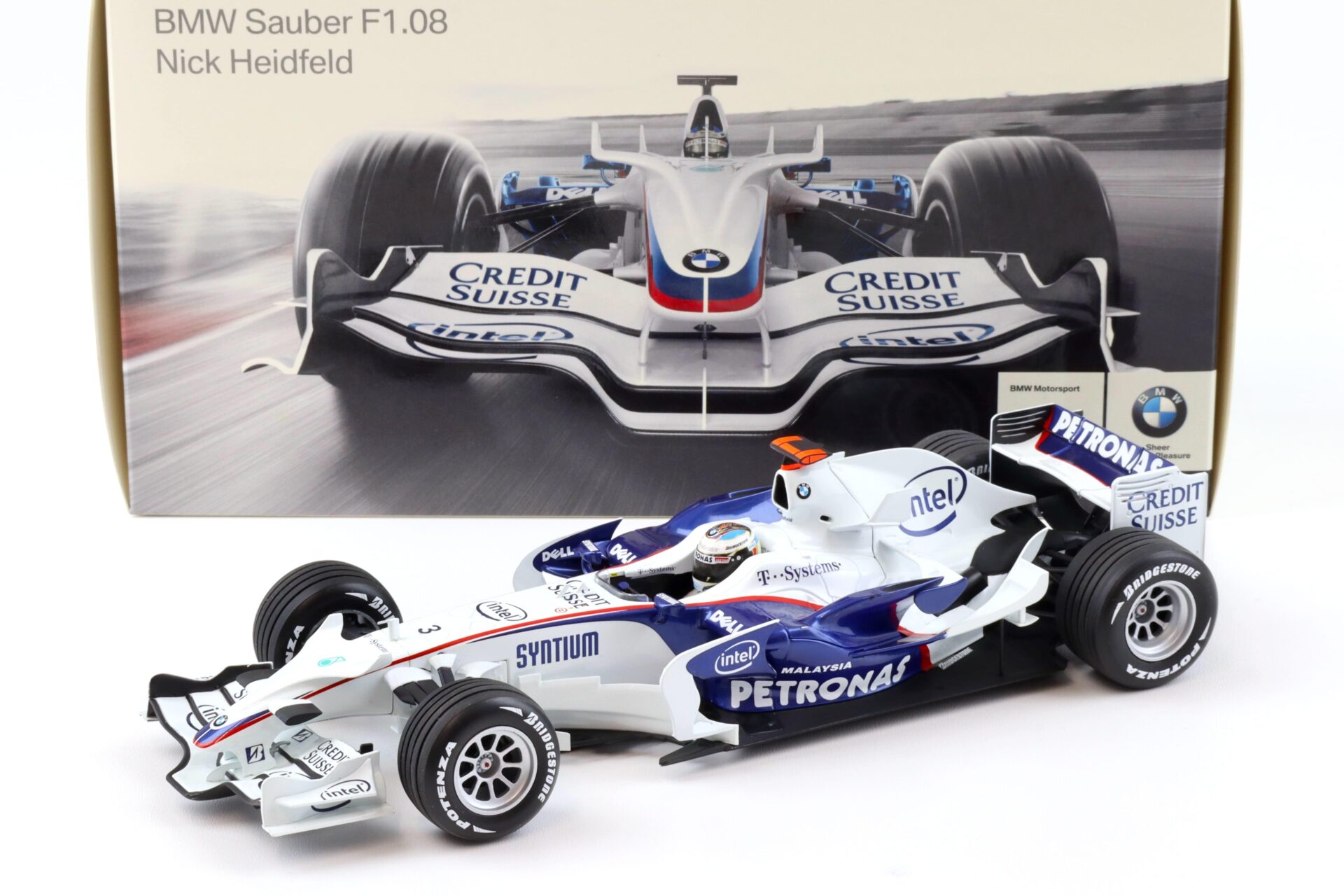 1:18 Minichamps BMW F1.08 Nick Heidfeld Formel 1 Petronas #3 DEALER VERSION