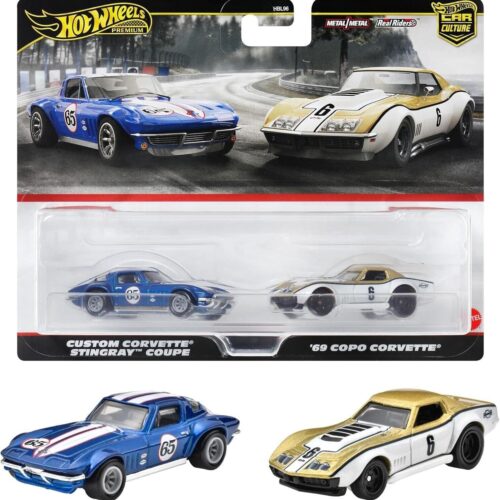 1:64 Hot Wheels 2024 Premium 2-Pack Chevrolet Custom Corvette Stingray + Copo Corvette 979N
