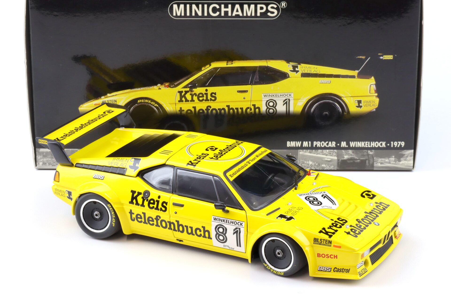 1:18 Minichamps BMW M1 Procar Kreistelefonbuch #81 M.Winkelhock 1979