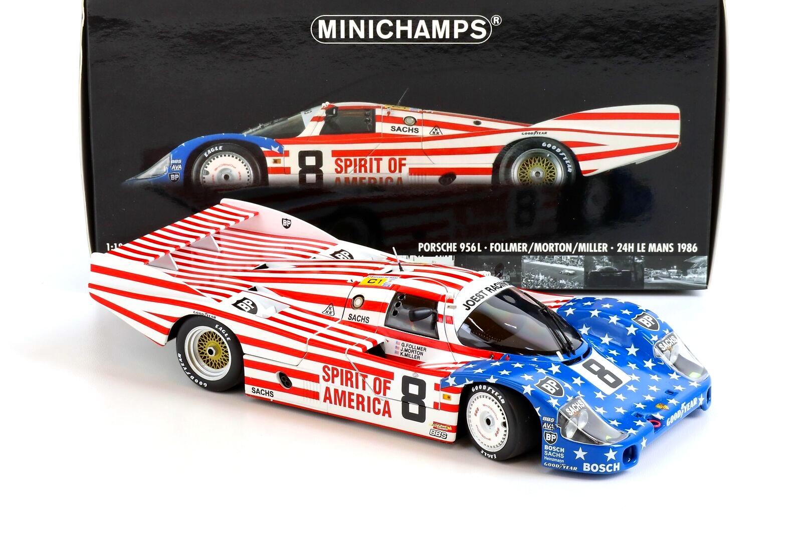 1:18 Minichamps Porsche 956L Spirit of America #8 Follmer 24h Le Mans 1986