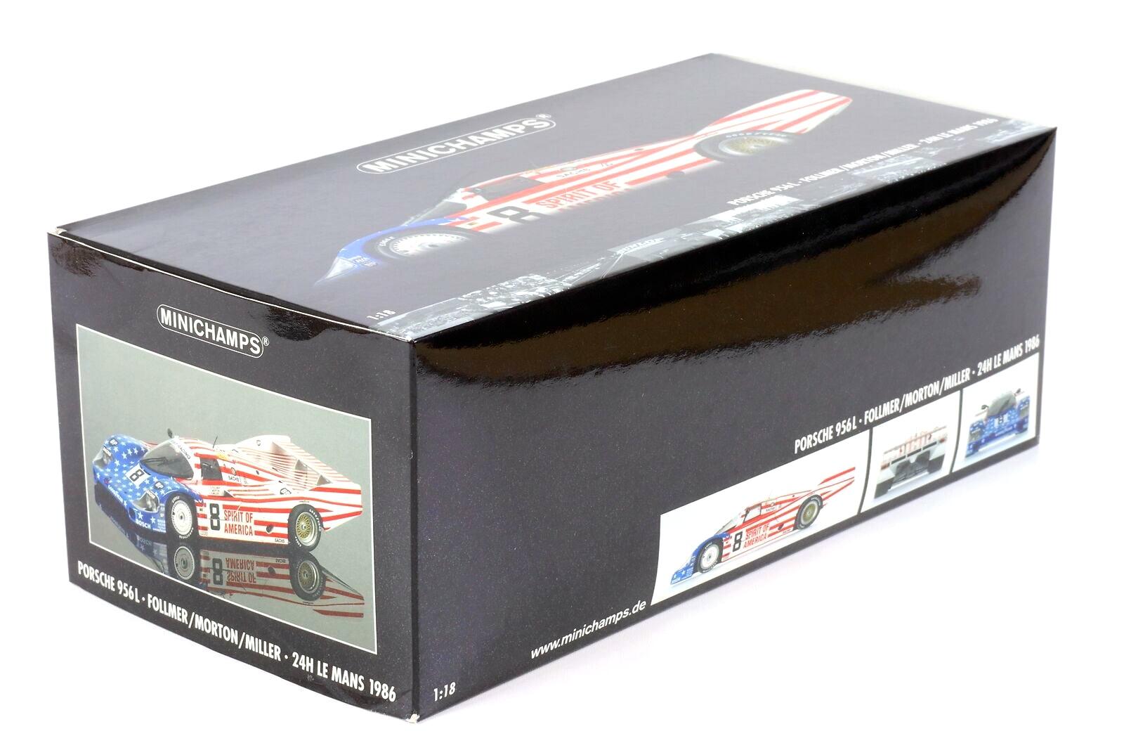 1:18 Minichamps Porsche 956L Spirit of America #8 Follmer 24h Le Mans 1986