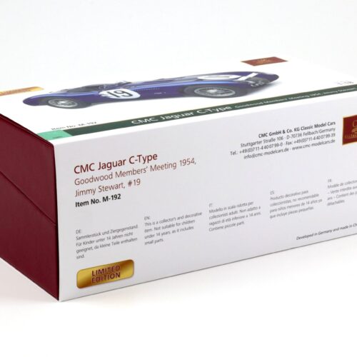 1:18 CMC Jaguar C-Type Goodwood Members Meeting 1954 Jimmy Stewart #19 M-192
