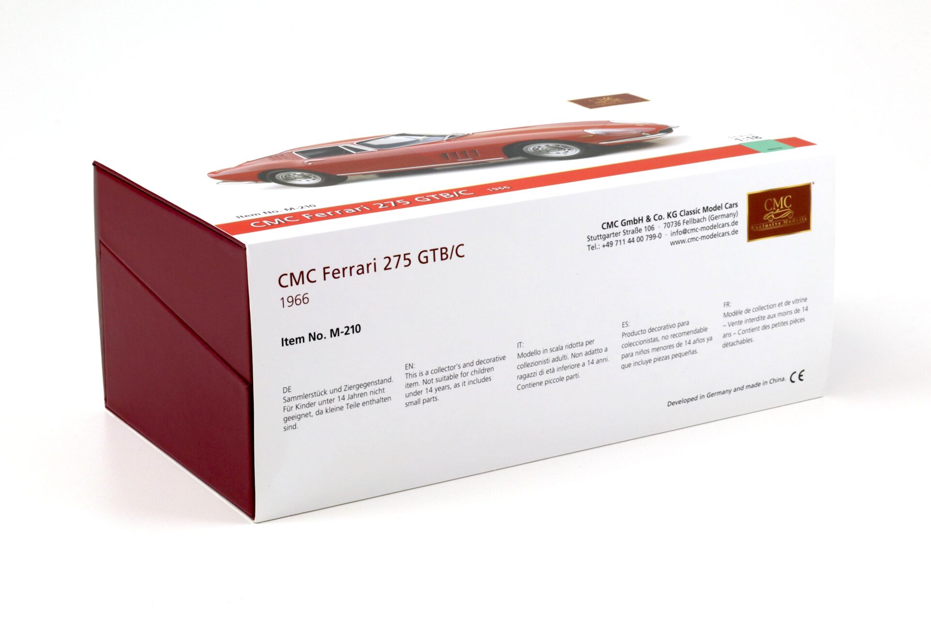 1:18 CMC Ferrari 275 GTB/C Coupe 1966 red M-210