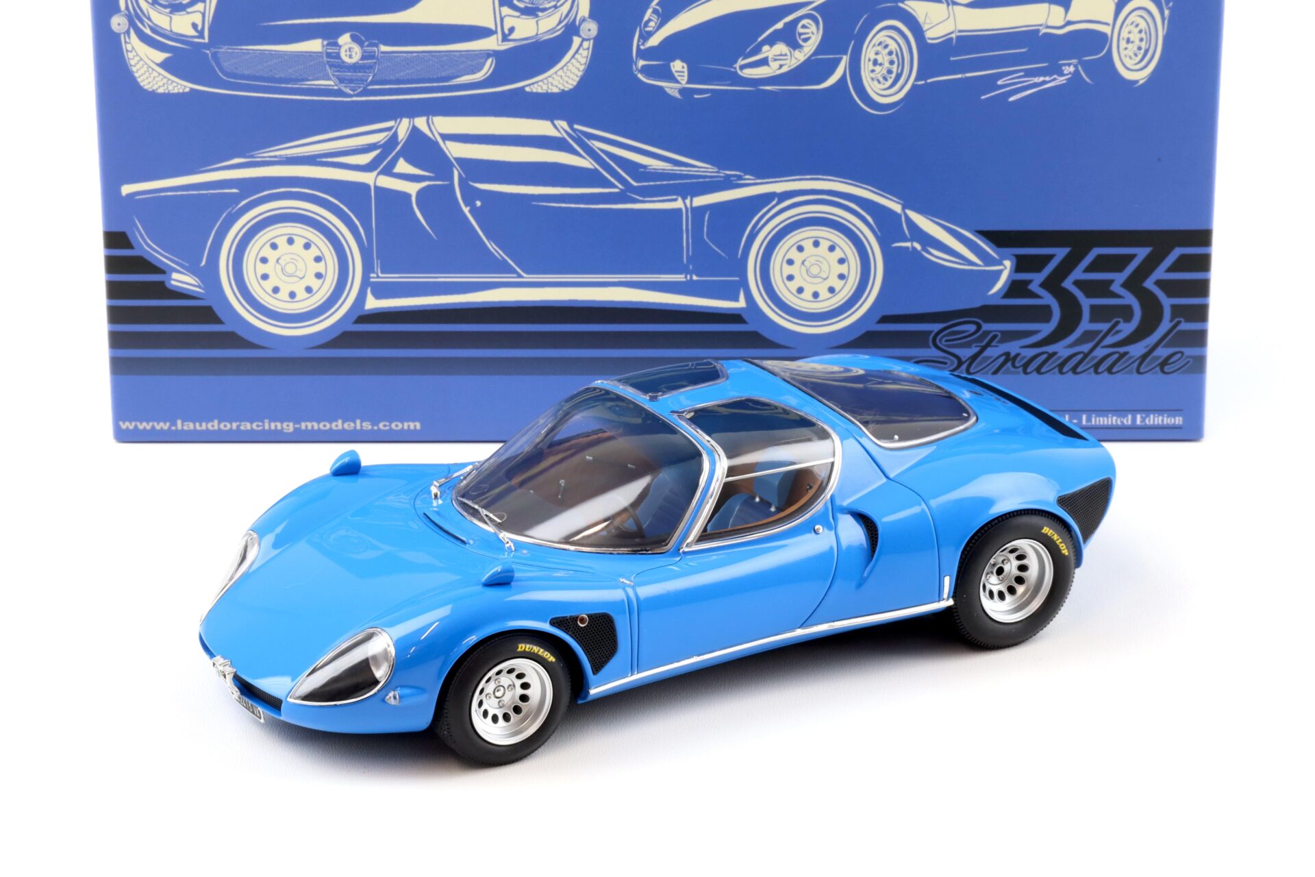 1:18 Laudoracing-Model Alfa Romeo 33 Coupe Stradale D Version Blue Telaio