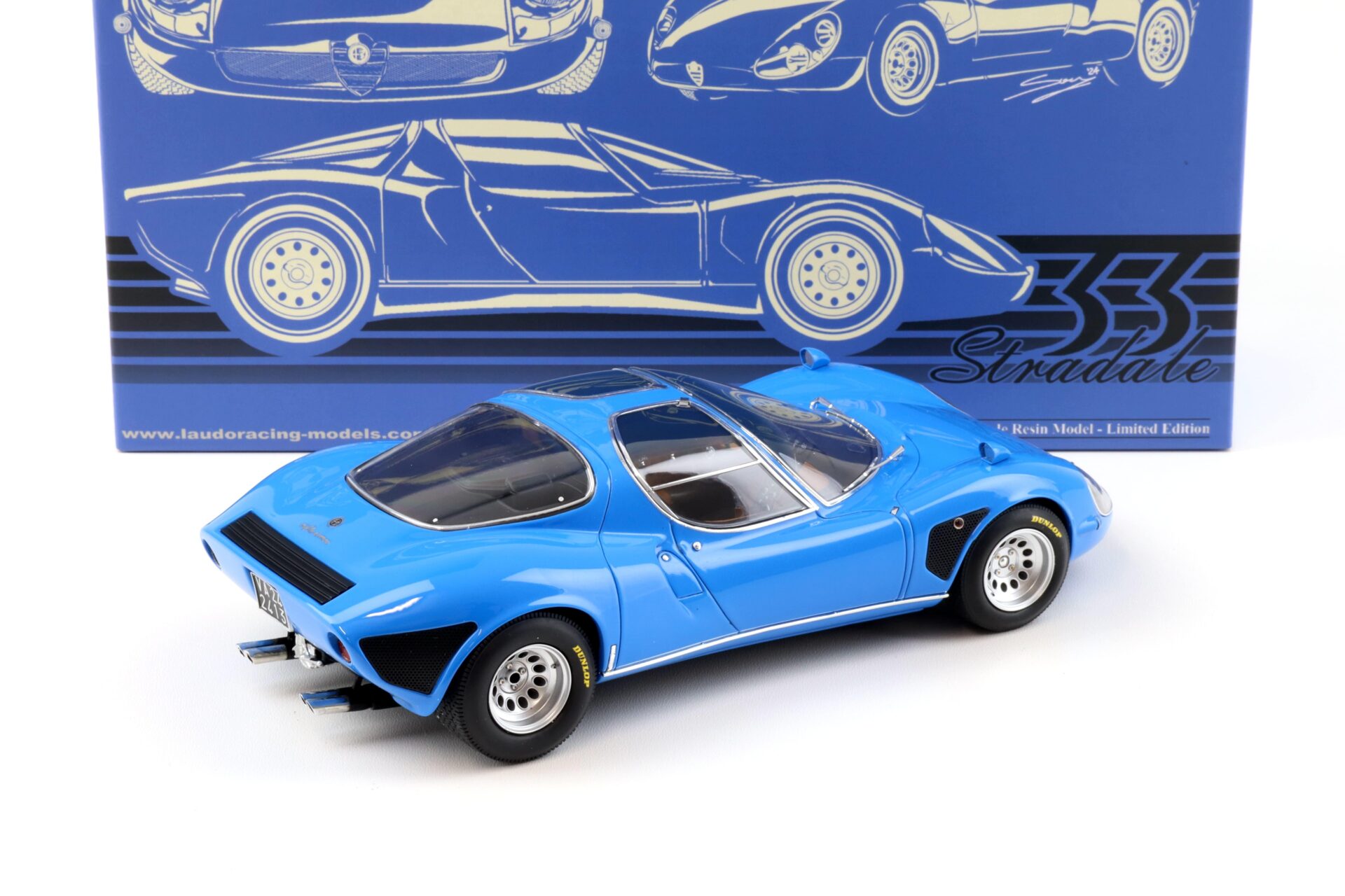 1:18 Laudoracing-Model Alfa Romeo 33 Coupe Stradale D Version Blue Telaio