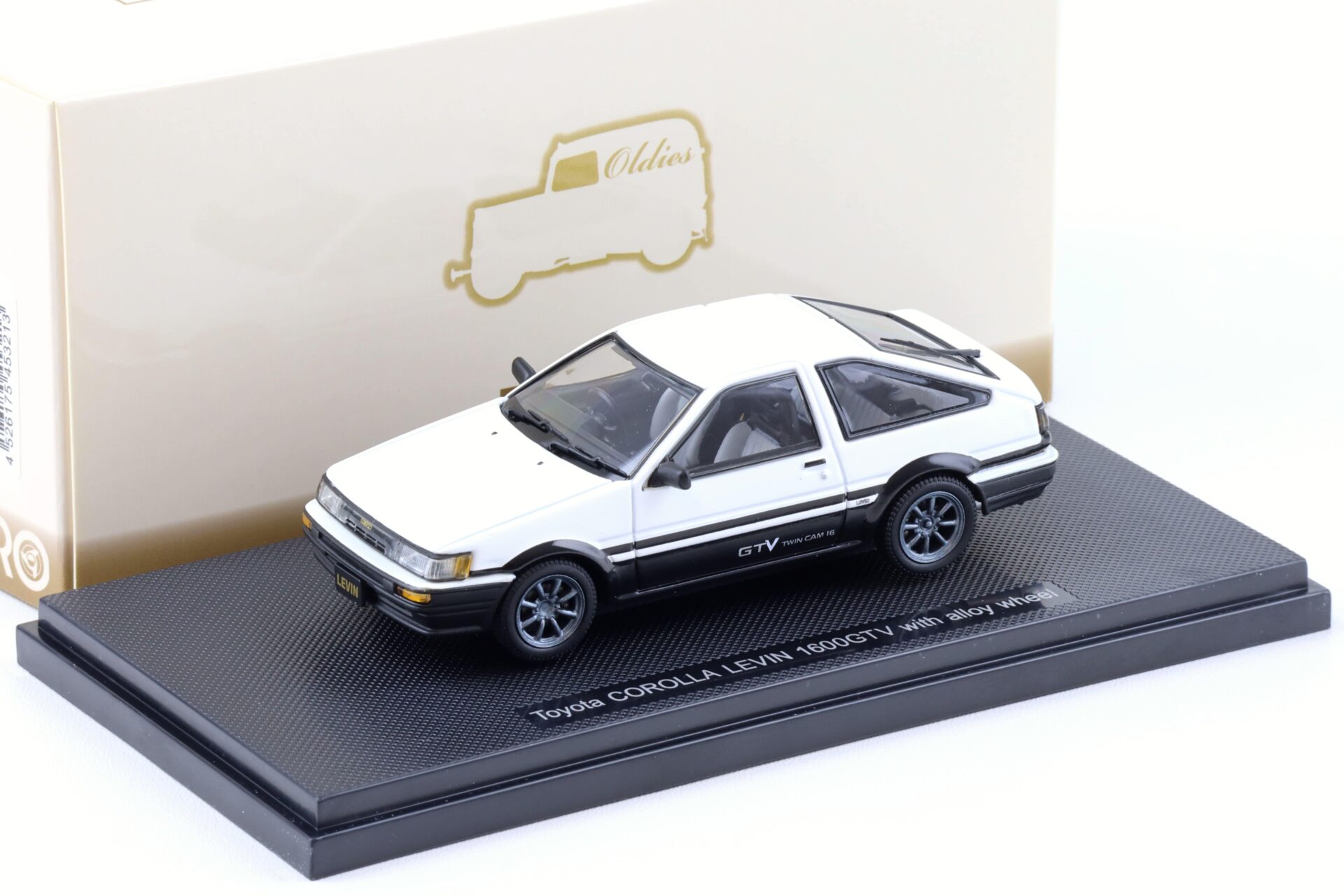 1:43 Ebbro Toyota Corolla Levin 1600 GTV with alloy wheel white/ black