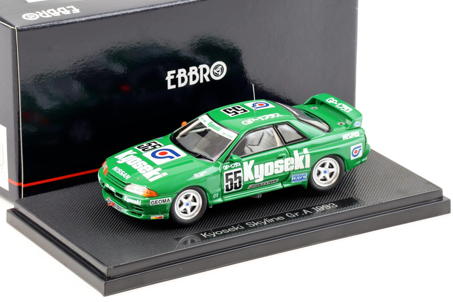 1:43 Ebbro Nissan Skyline R32 Kyoseki Gr.A 1993 Suzuki/Iida #55 green