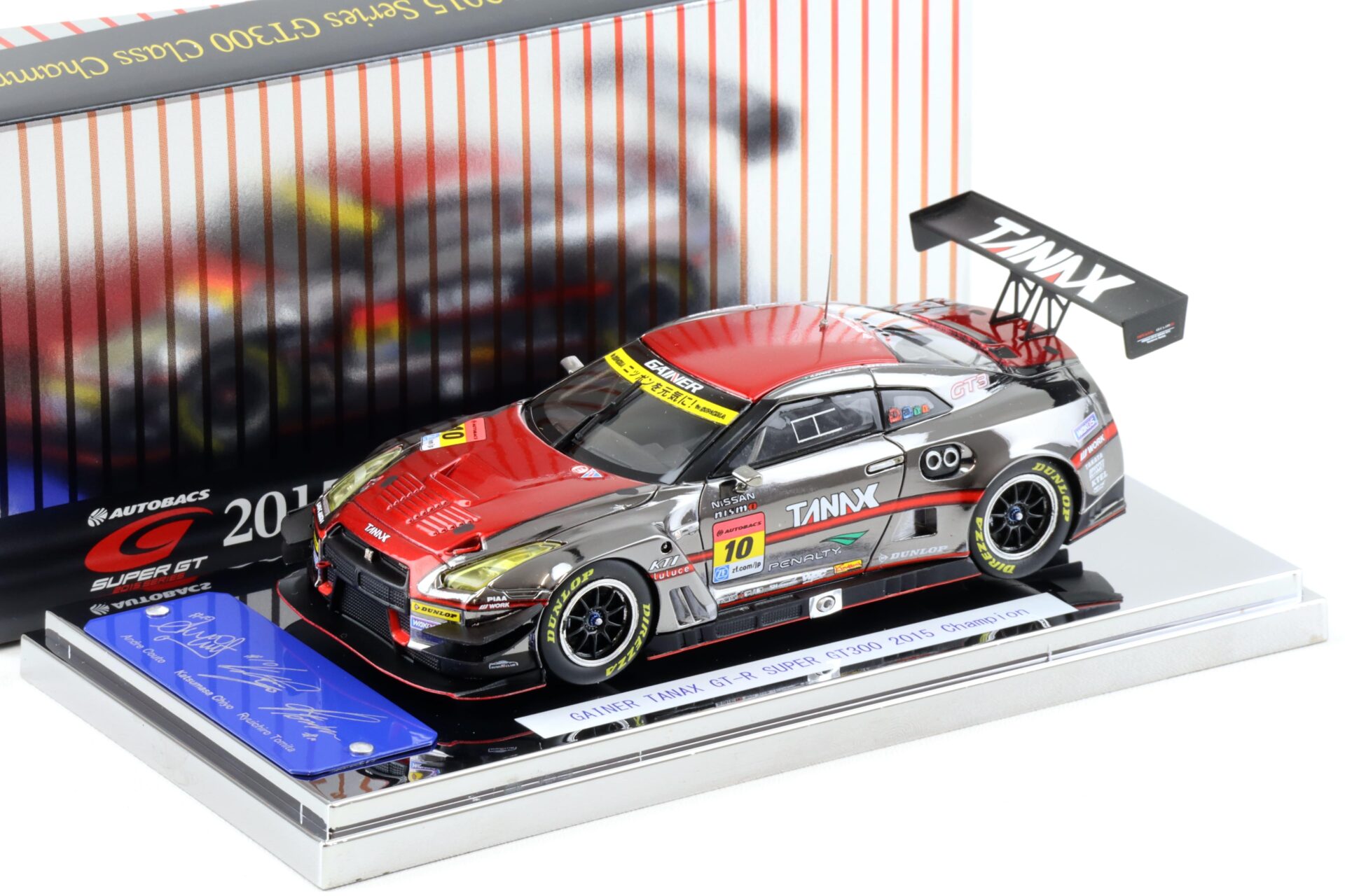 1:43 Ebbro Nissan GT-R R35 Super GT300 Champion Car 2015 Gainer Tanax #10