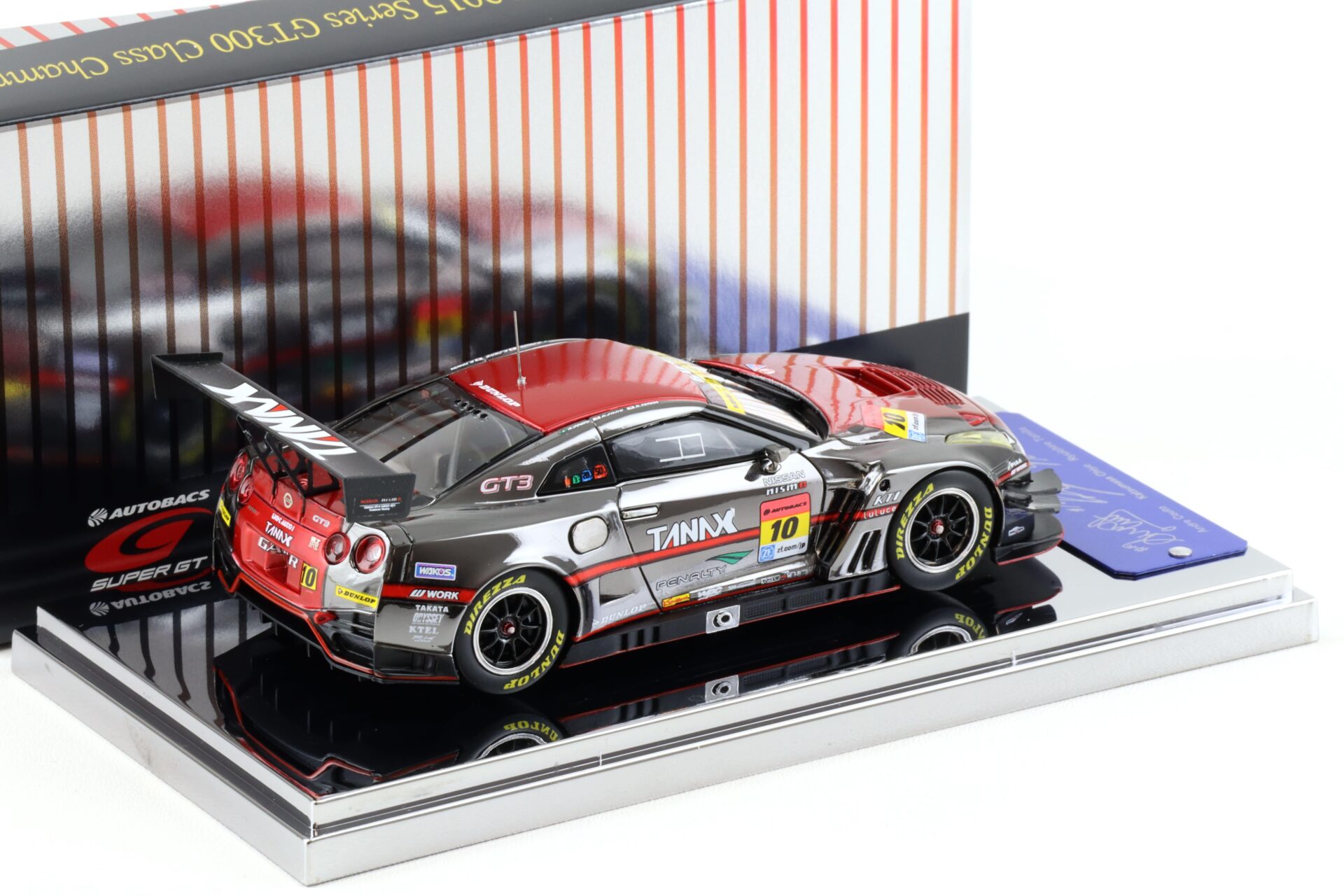1:43 Ebbro Nissan GT-R R35 Super GT300 Champion Car 2015 Gainer Tanax #10