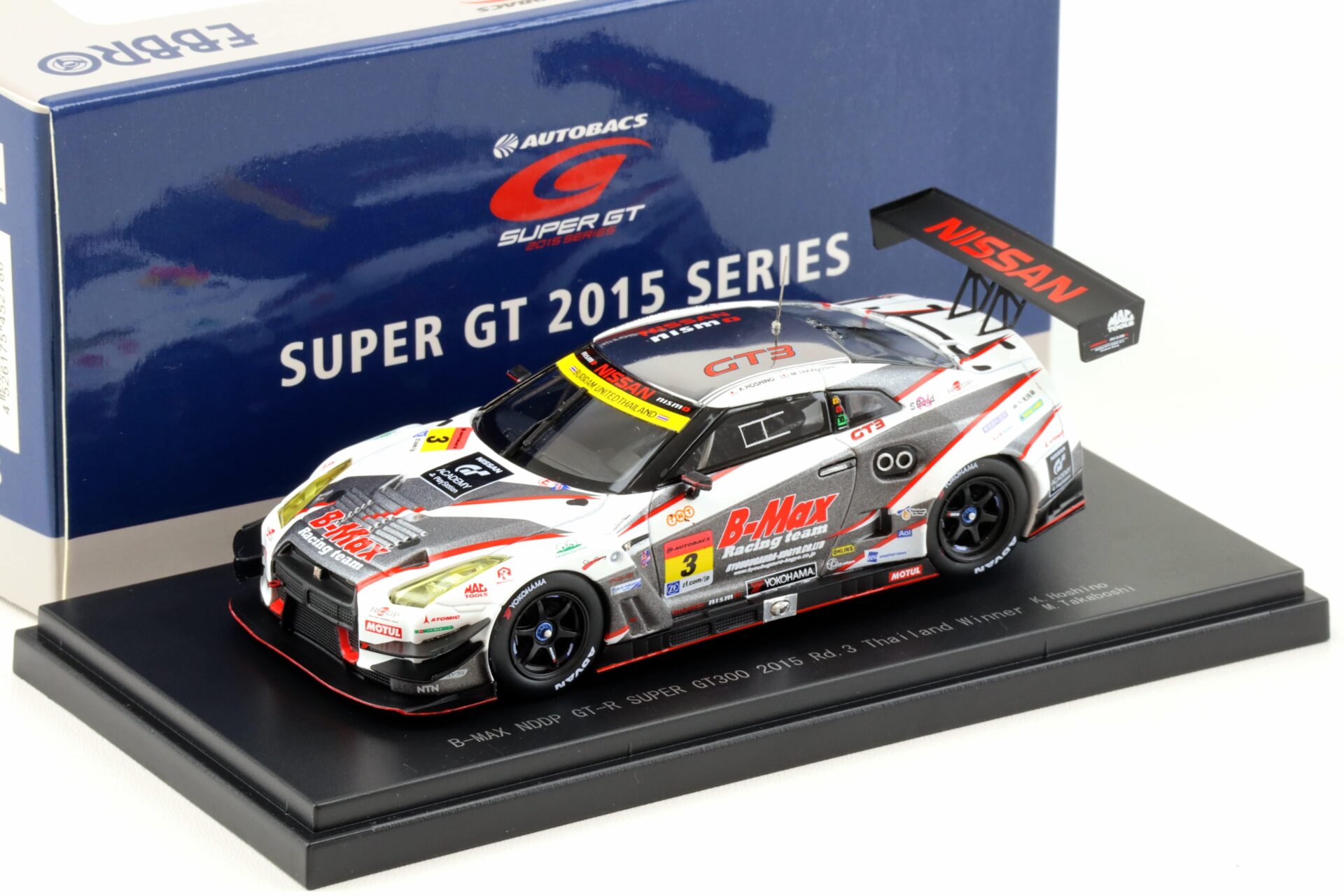 1:43 Ebbro Nissan GT-R R35 Super GT300 Rd.3 Thailand Winner 2015 B-MAX NDDP #3