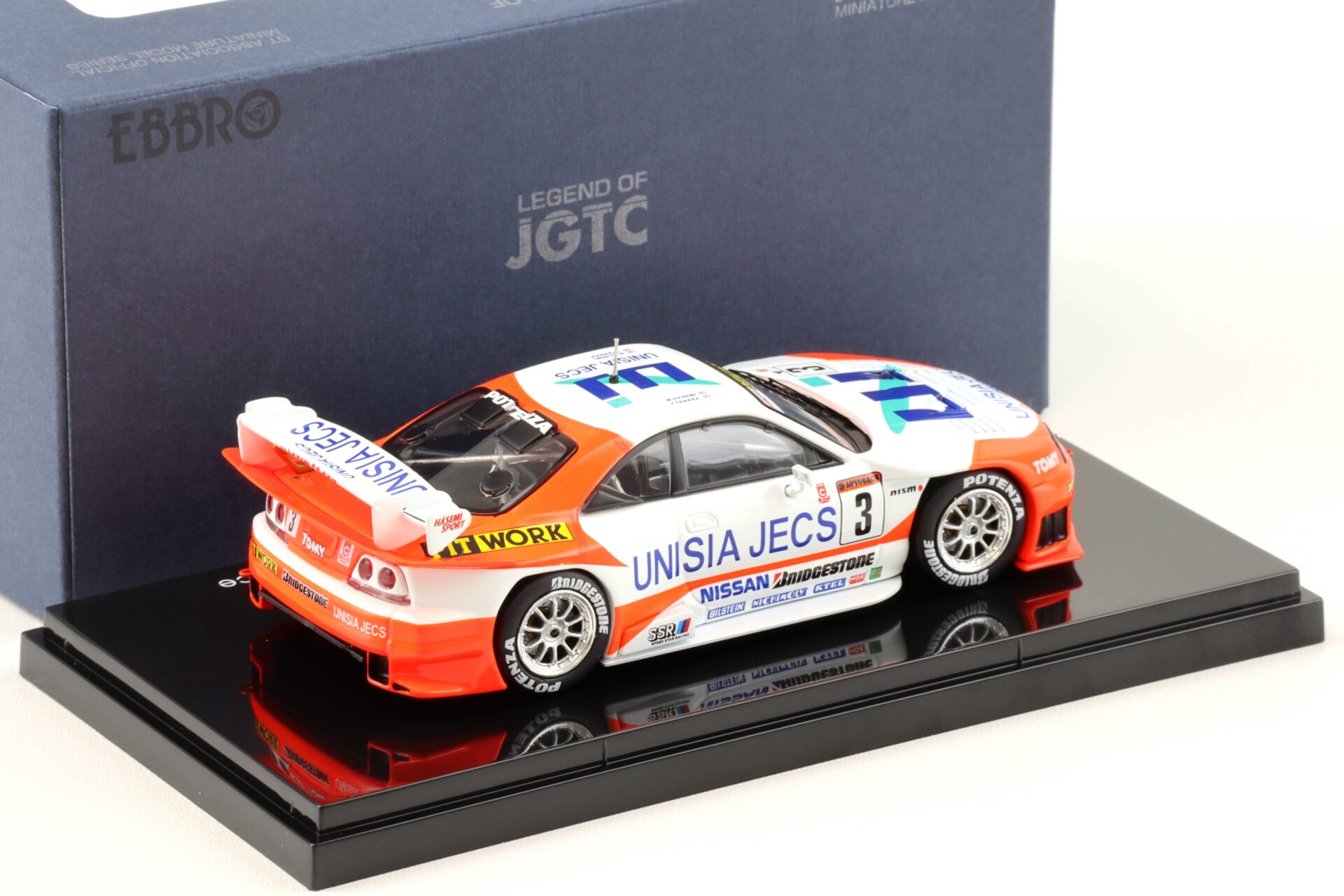 1:43 Ebbro Nissan Skyline R33 UNISIA JECS Skyline #3 JGTC 1998 HDF white/orange