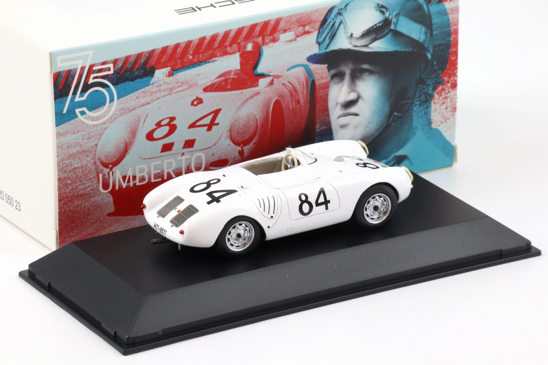 1:43 Spark Porsche 550 Spyder #84 Umberto Maglioli white 75Y MAP Porsche Museum