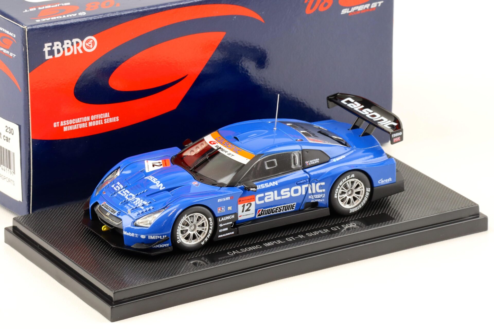 1:43 Ebbro Nissan GT-R Super GT500 CALSONIC IMPUL 2008 #12 Matsuda/ Phillipe