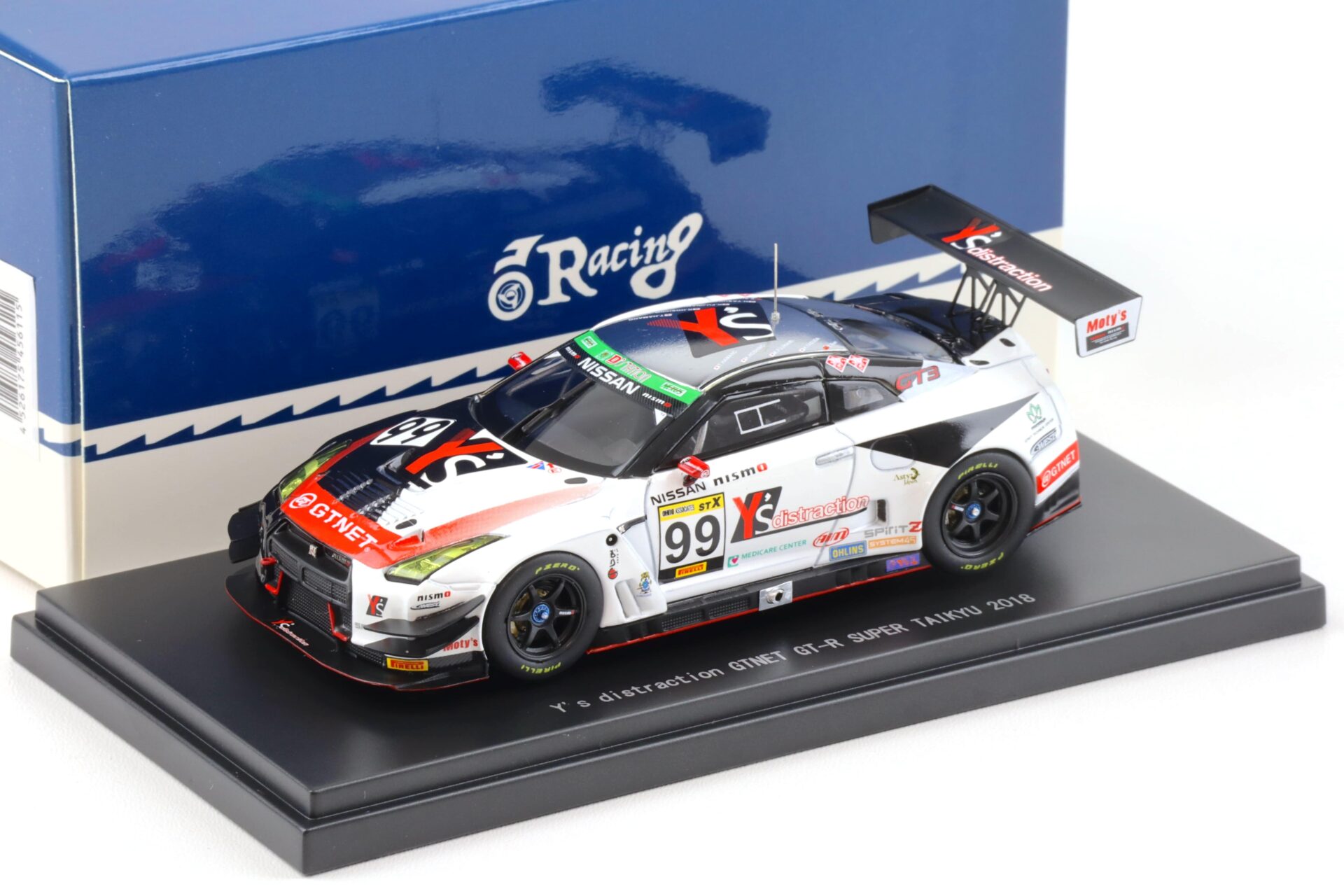 1:43 Ebbro Nissan GT-R R35 Super Taikyu 2018 #99 YÂ´s distraction GTNET GT-R