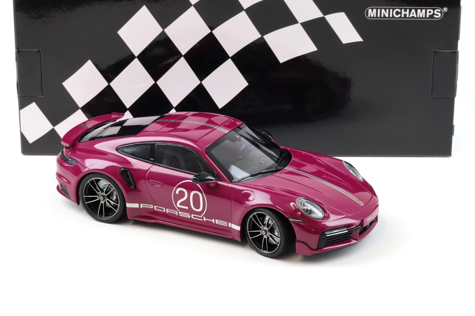 1:18 Minichamps Porsche 911 (992) Turbo S Coupe Sport Design 2021 Ruby red