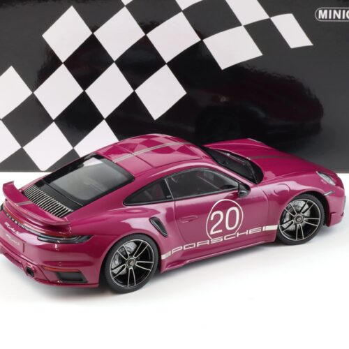 1:18 Minichamps Porsche 911 (992) Turbo S Coupe Sport Design 2021 Ruby red