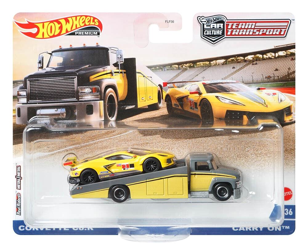 1:64 Hot Wheels Premium Team Transport Chevrolet Corvette C8.R + Carry on GRK67