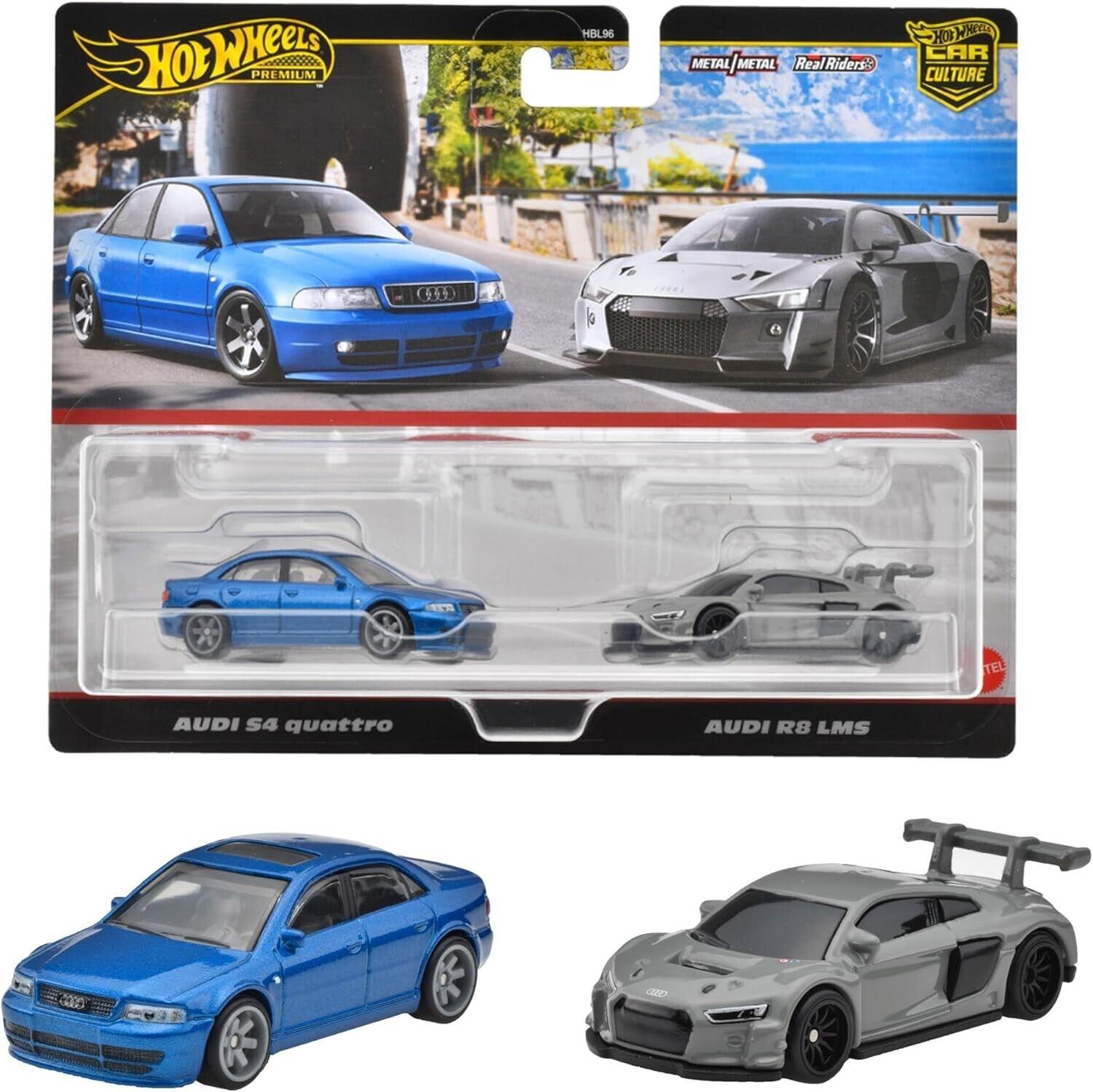 1:64 Hot Wheels 2024 Premium 2-Pack Audi S4 Quattro & Audi R8 LMS 979P