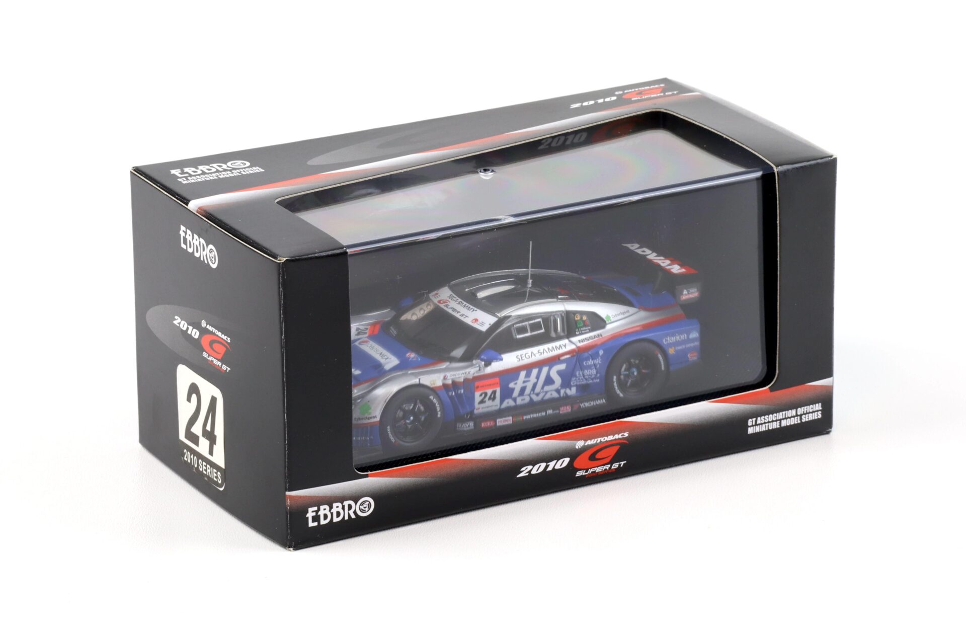 1:43 Ebbro Nissan GT-R Super GT500 HIS ADVAN KONDO 2010 Rd.4 Sepnag #24