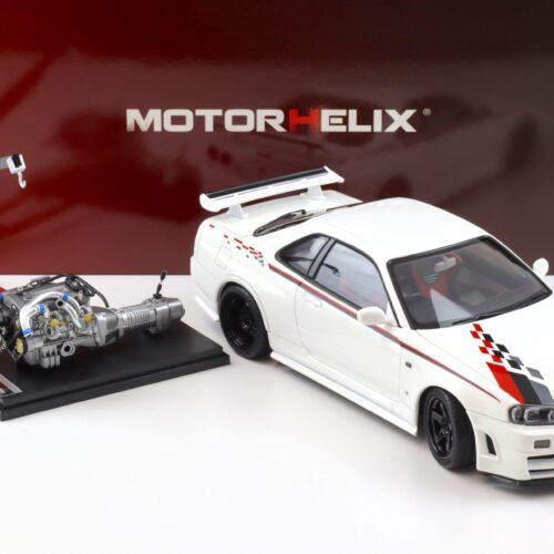 1:18 Motorhelix Nissan Skyline GT-R R34 Nismo CRS Livery white pearl M83427 - Image 3