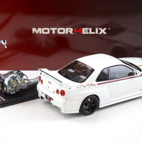 1:18 Motorhelix Nissan Skyline GT-R R34 Nismo CRS Livery white pearl M83427 - Image 4