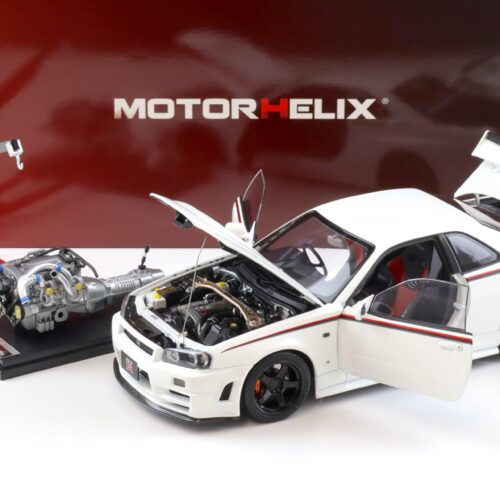 1:18 Motorhelix Nissan Skyline GT-R R34 Nismo CRS Livery white pearl M83427 - Image 2