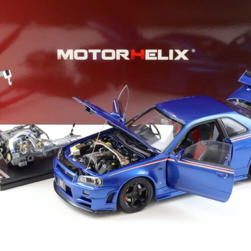 1:18 Motorhelix Nissan Skyline GT-R R34 Nismo CRS Livery Bayside blue M83428