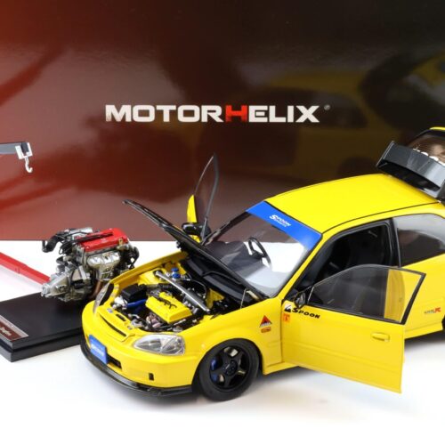 1:18 Motorhelix Honda Civic Type R (EK9) SPOON Sunlight yellow + engine M85016
