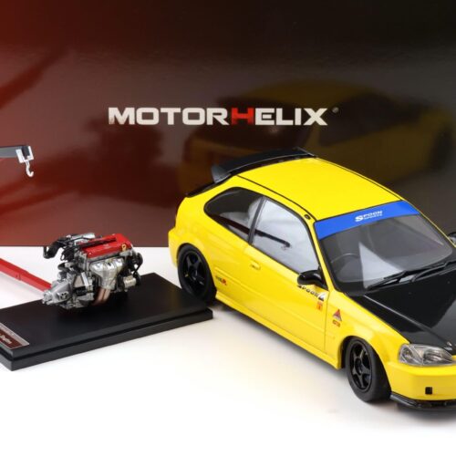 1:18 Motorhelix Honda Civic Type R (EK9) SPOON Sunlight yellow + engine M85016
