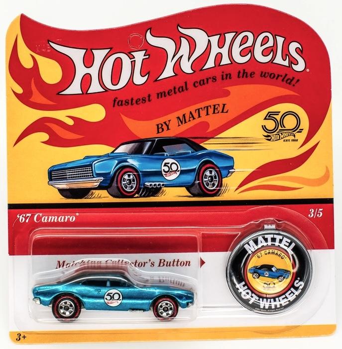 1:64 Hot Wheels 2018 Redline 50th Anniversary 1967 Chevrolet Camaro blue