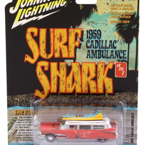 1:64 Johnny Lightning 1959 Cadillac Eldorado Ambulance SURF SHARK red/ white rusty
