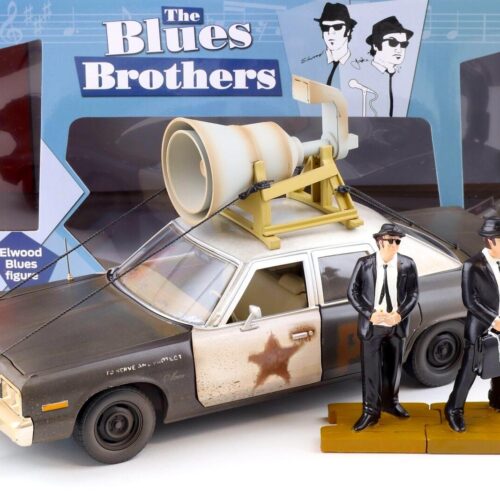 1:18 Auto World 1974 Dodge Monaco Bluesmobile with Loud Speaker Blues Brothers + Figures