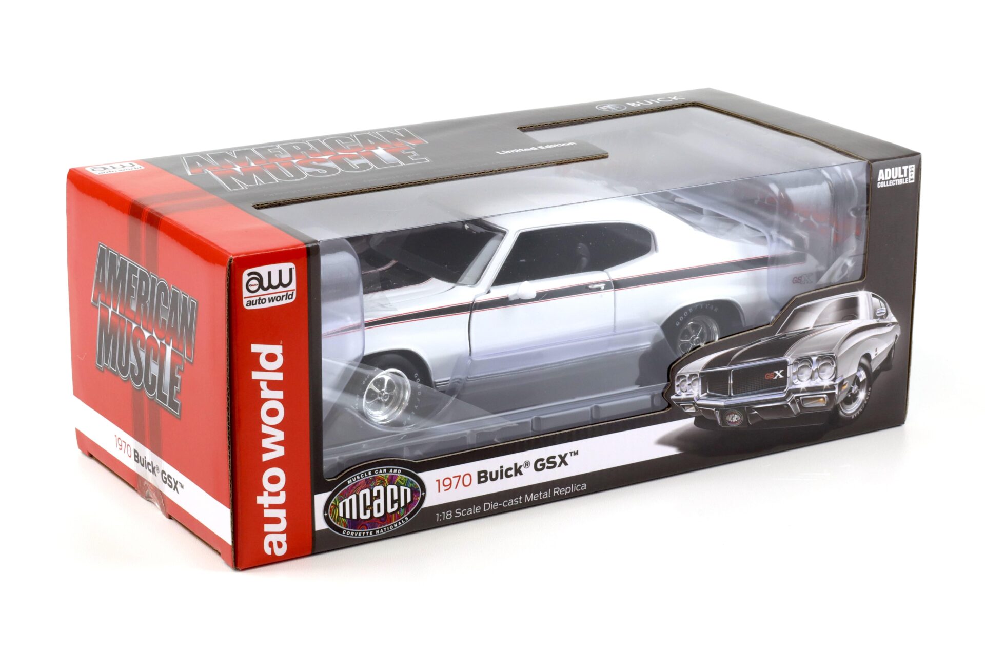 1:18 Auto World 1970 Buick GSX Coupe MCACN white