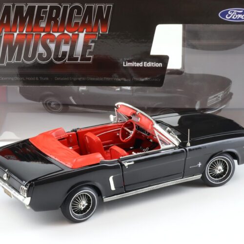 1:18 Auto World 1964 1/2 Ford Mustang Convertible black/ red interior