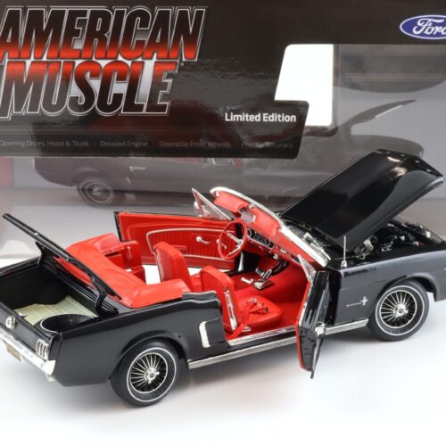 1:18 Auto World 1964 1/2 Ford Mustang Convertible black/ red interior