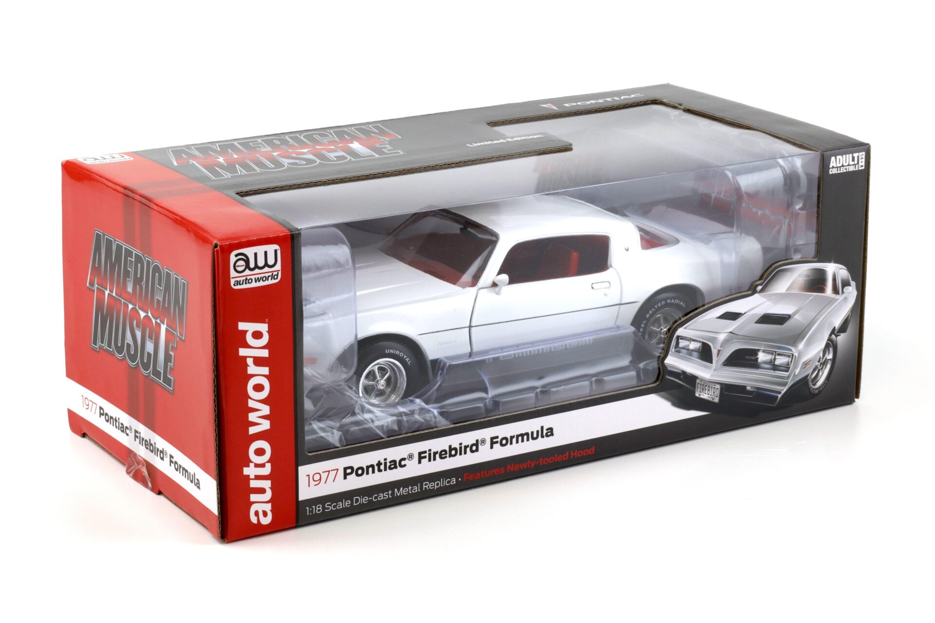 1:18 Auto World 1977 Pontiac Firebird Formula cameo white