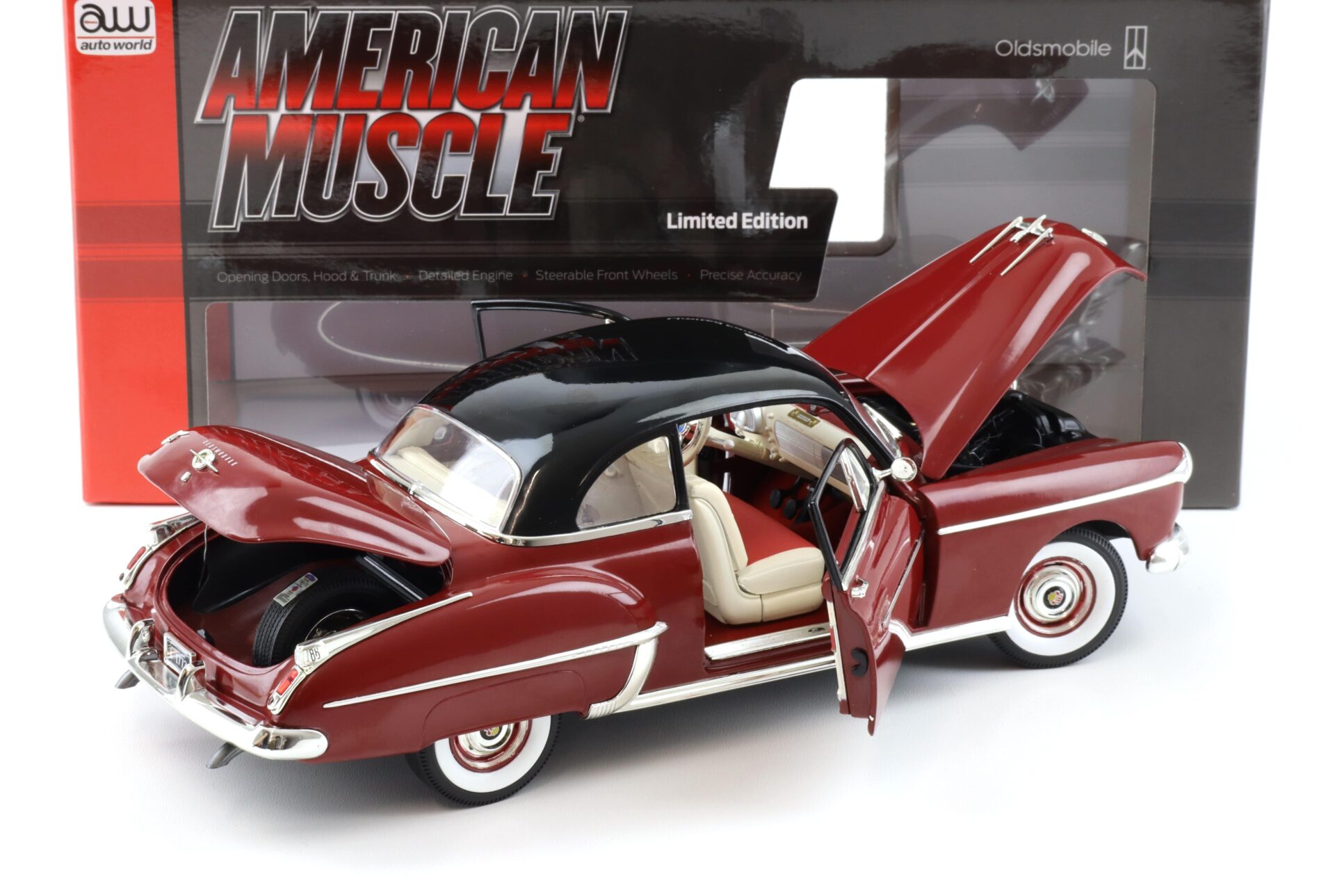 1:18 Auto World 1950 Oldsmobile Rocket 88 Holiday Coupe dark red/ black