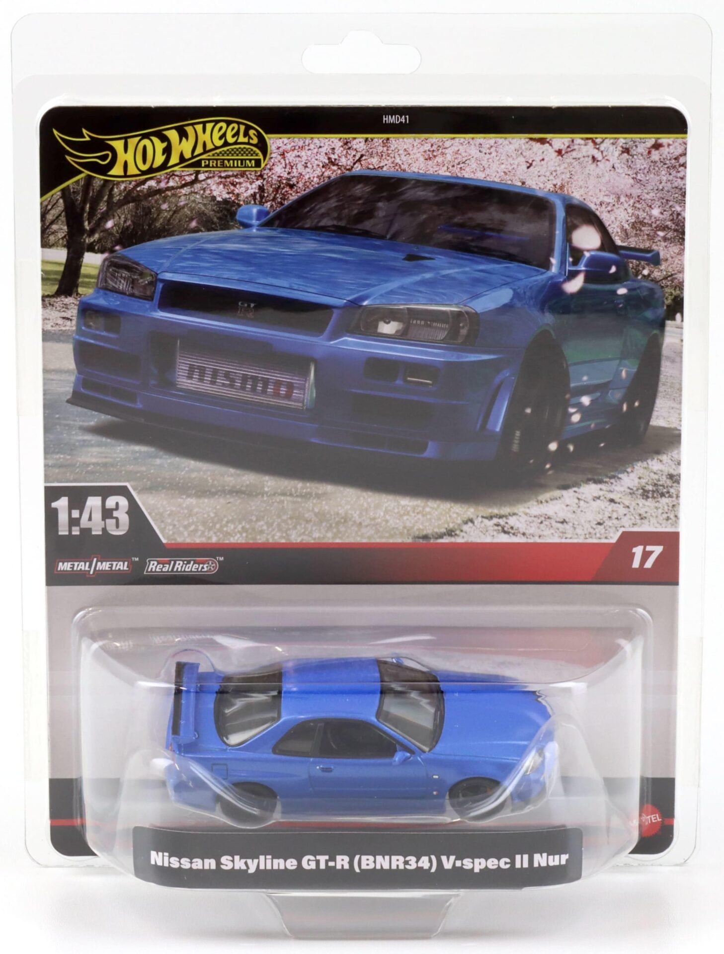 1:43 Hot Wheels Premium 2024 Real Riders JCP61 Nissan Skyline GT-R R34 V-Spec II Nur