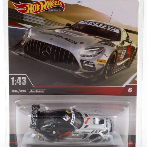 1:43 Hot Wheels Premium 2024 Real Riders HMD44 Mercedes AMG GT3 #88 black/silver