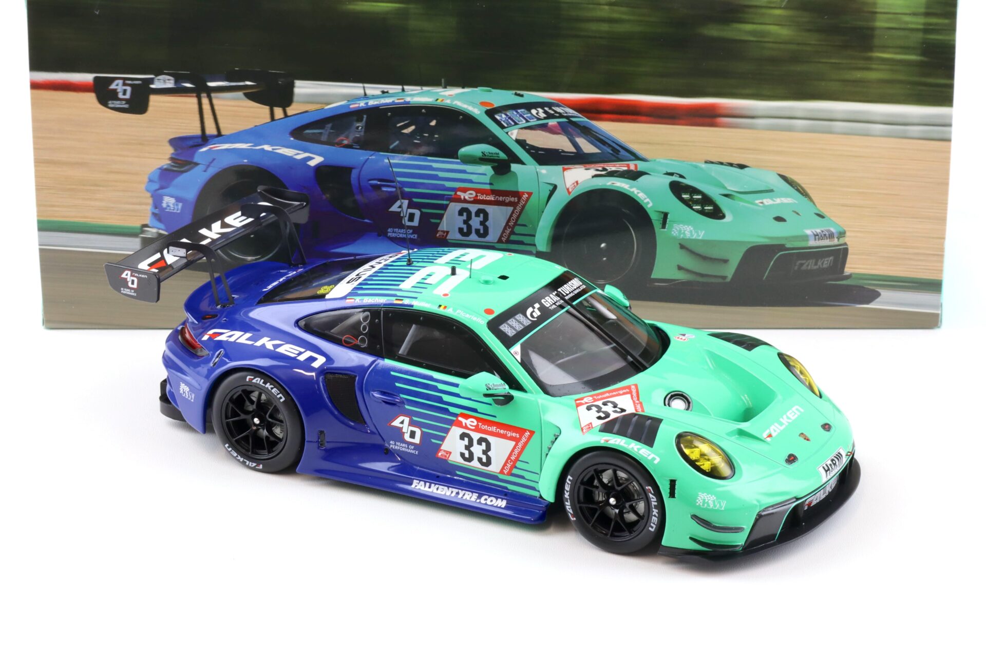 1:18 IXO Porsche 911 992 GT3 R 24h Nürburgring 2023 #33 FALKEN Bachler/ Müller