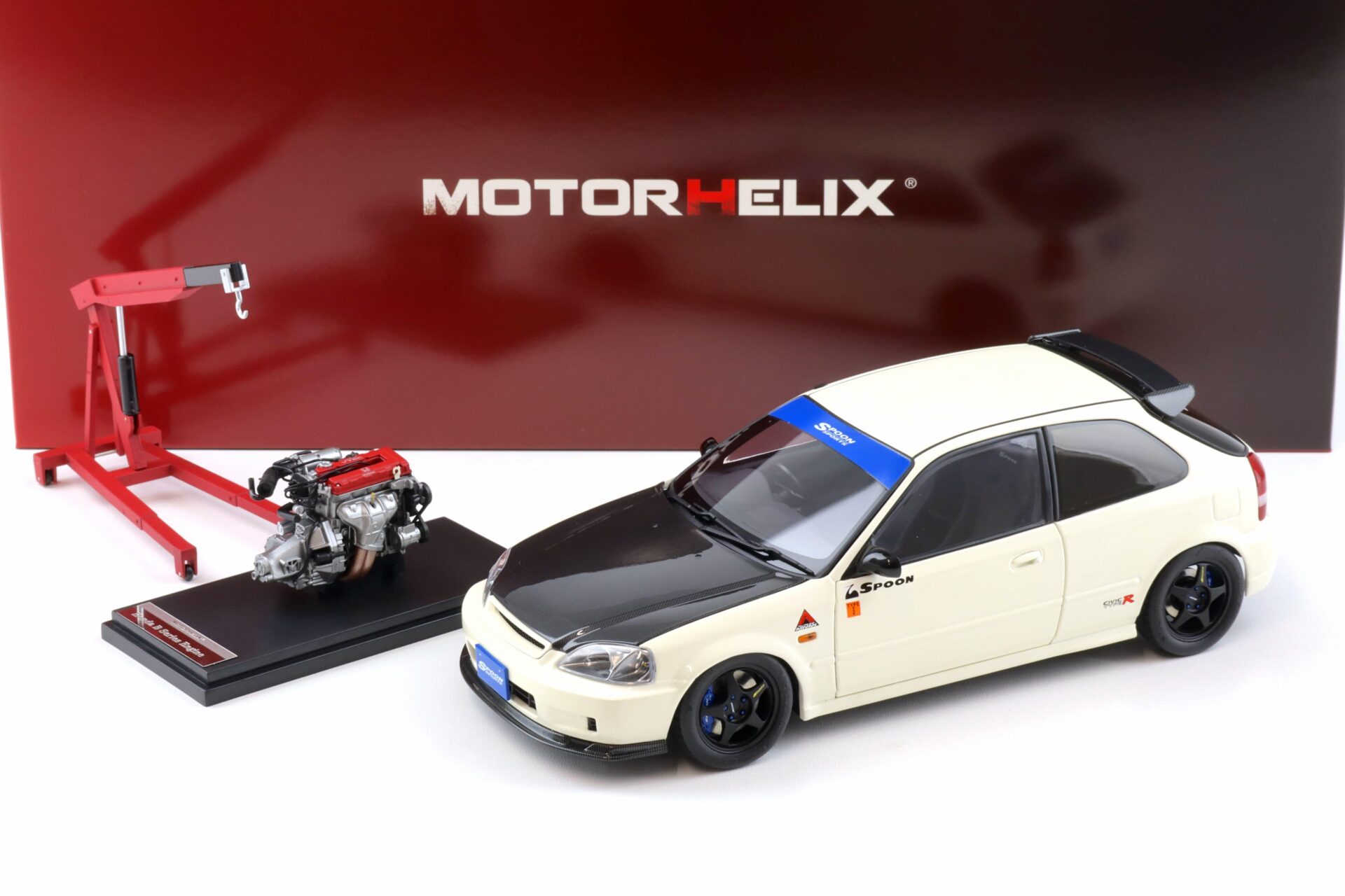 1:18 Motorhelix Honda Civic Type R (EK9) SPOON Championship white + engine M85015