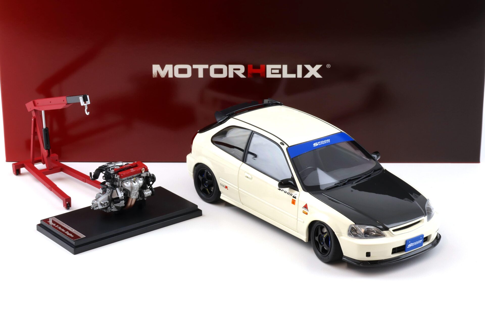1:18 Motorhelix Honda Civic Type R (EK9) SPOON Championship white + engine M85015