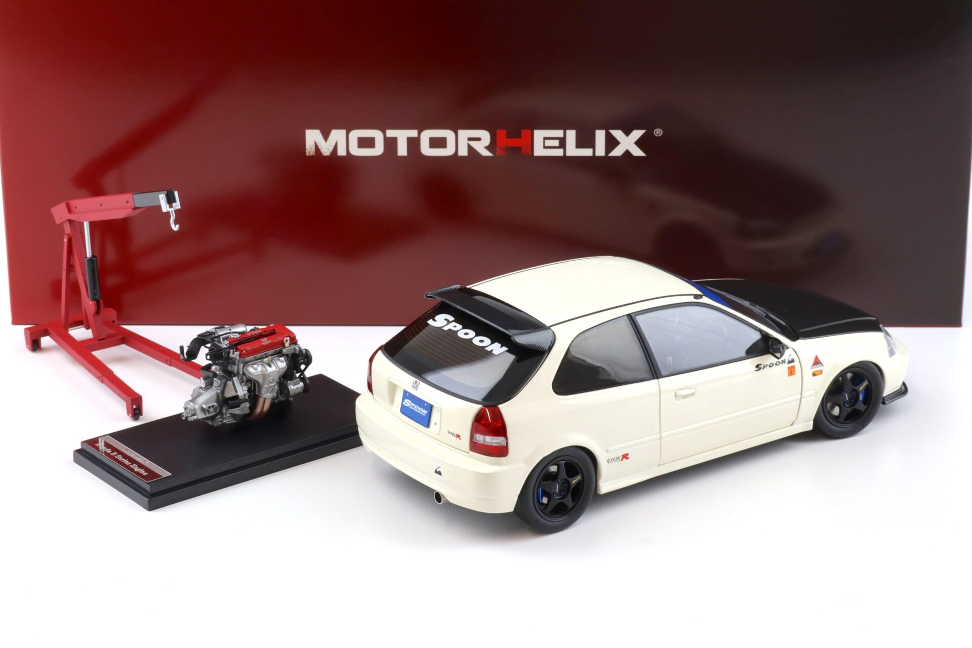 1:18 Motorhelix Honda Civic Type R (EK9) SPOON Championship white + engine M85015
