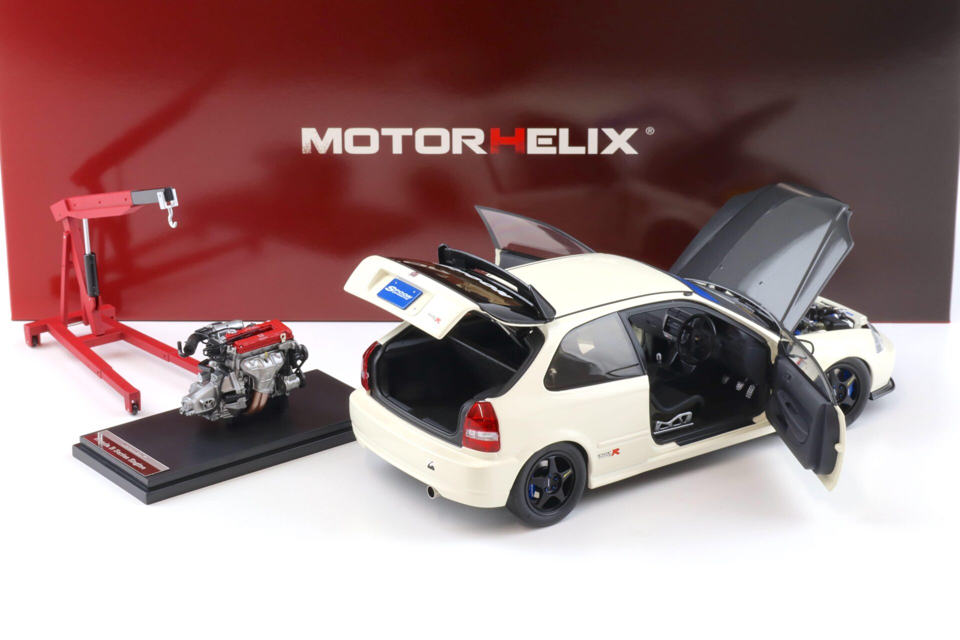 1:18 Motorhelix Honda Civic Type R (EK9) SPOON Championship white + engine M85015