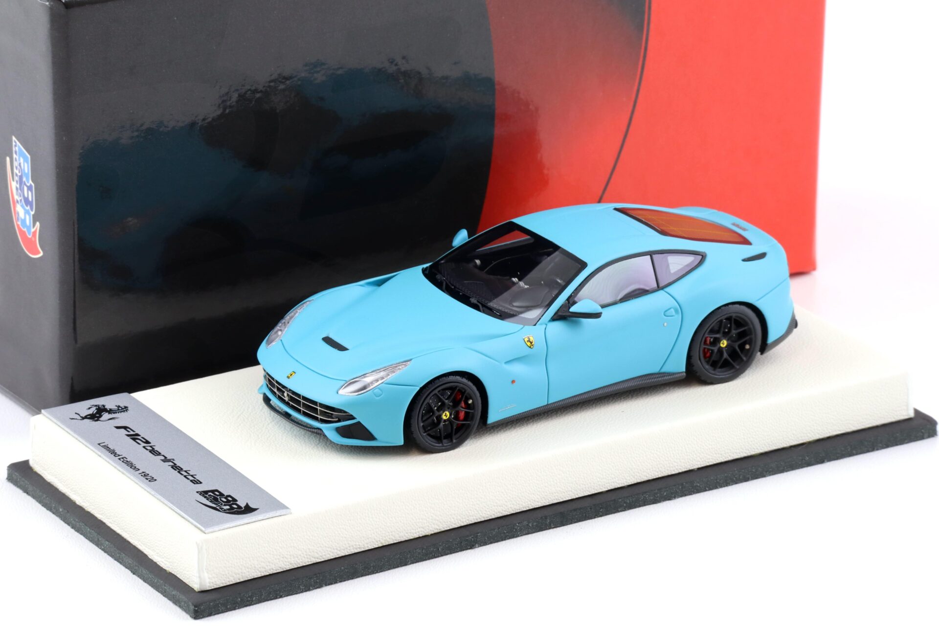 1:43 BBR Ferrari F12 Berlinetta Baby blue matt / white base - Limited 20 pcs.